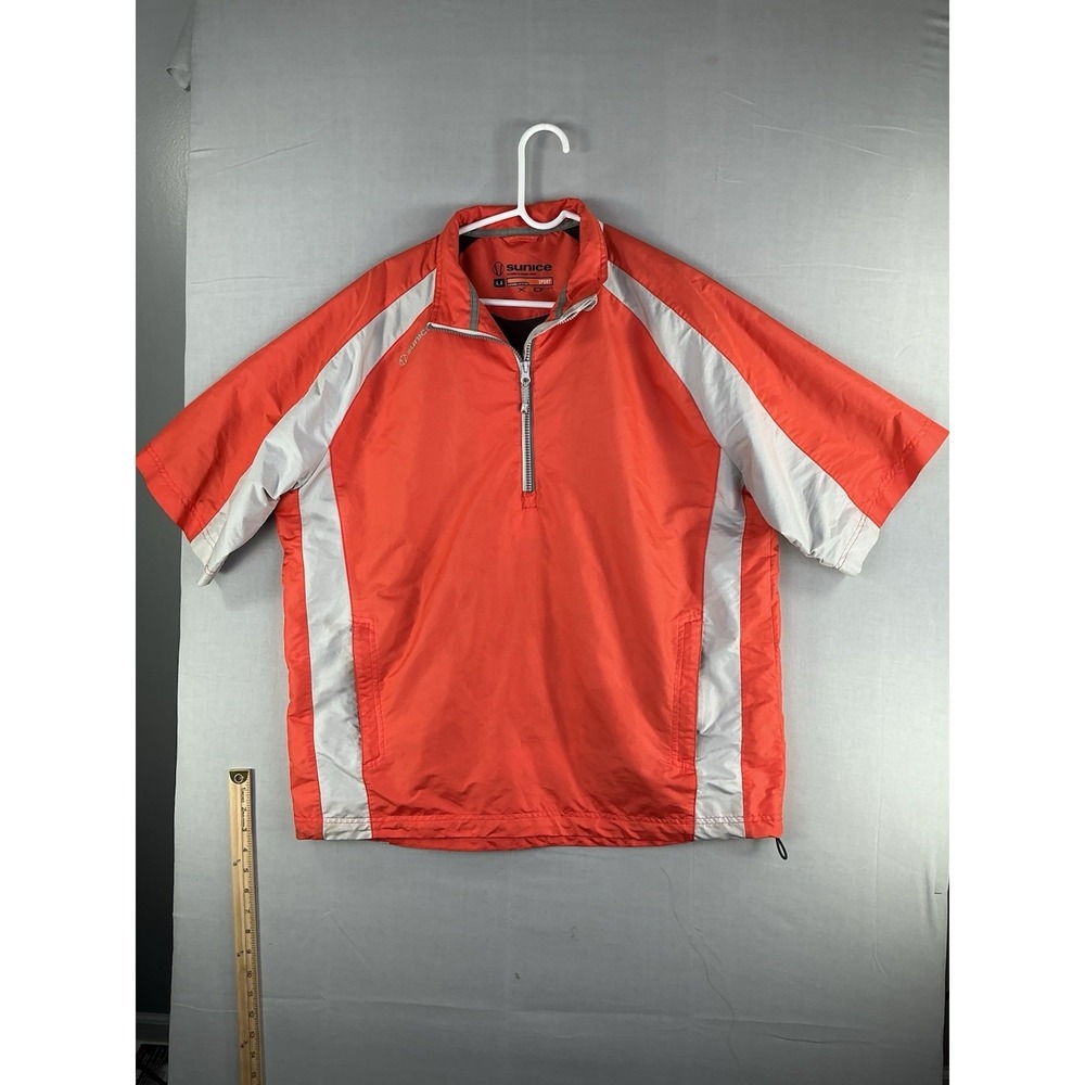 Sunice Weather Pullover 1/4 Zip Windshirt Mens Size Large. Orange And White